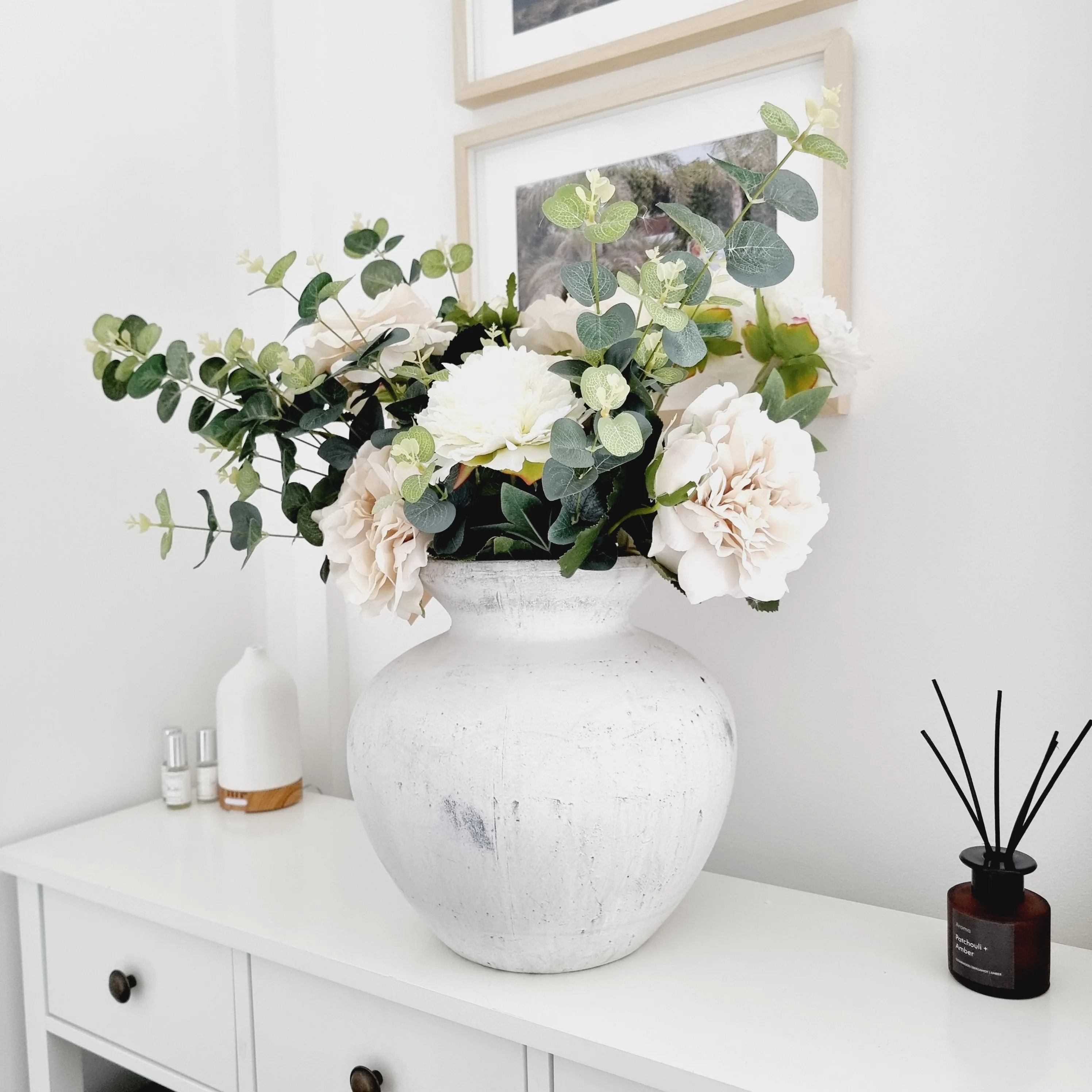 Faux White Peony Single Stem Flower