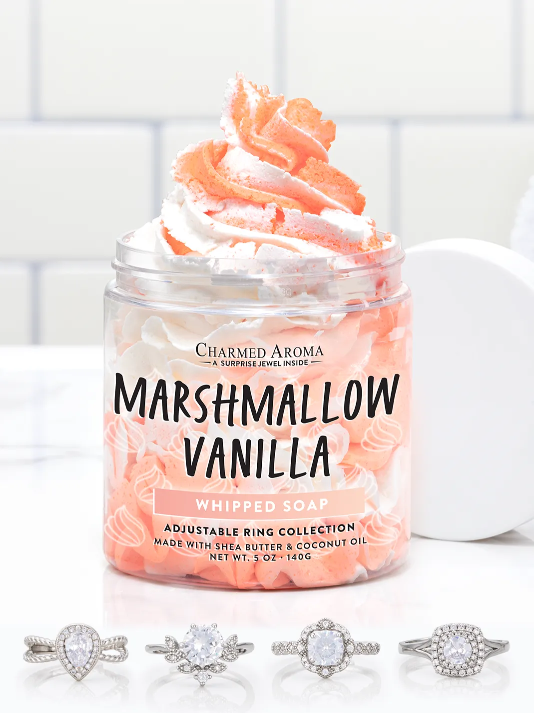 Marshmallow Vanilla Whipped Soap - Adjustable Ring Collection